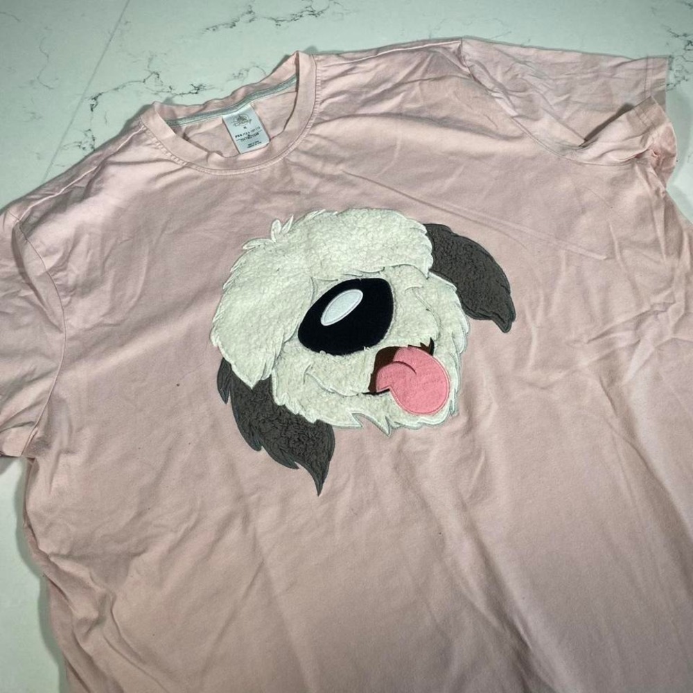 Disney Pink‎ Embroidered Shaggy Dog Face Max T-Shirt XL Japan Exclusive Style